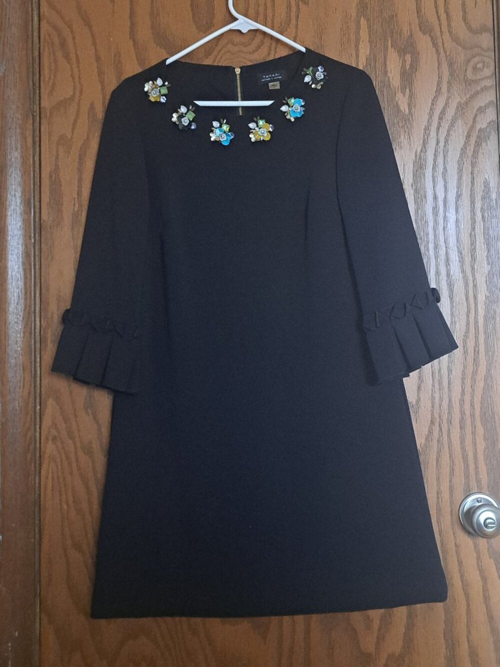 Tahari Cocktail dress with embellished neckline